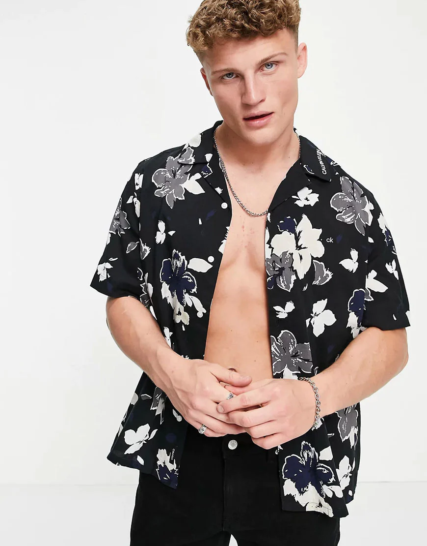 Flower Print Men's Beach Shirt-2
