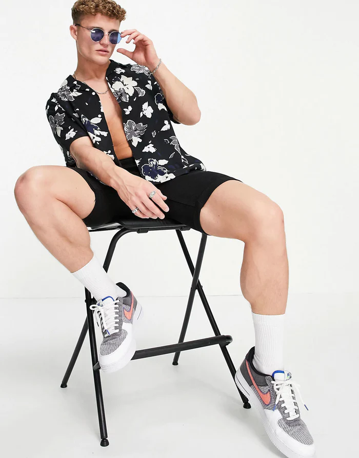 Flower Print Men's Beach Shirt-3