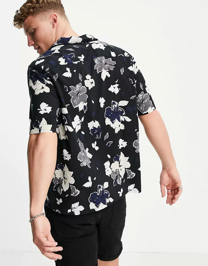 Flower Print Men's Beach Shirt-4